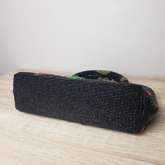 Vintage Glass Beaded Floral Handbag Purse - Picture 10 of 16